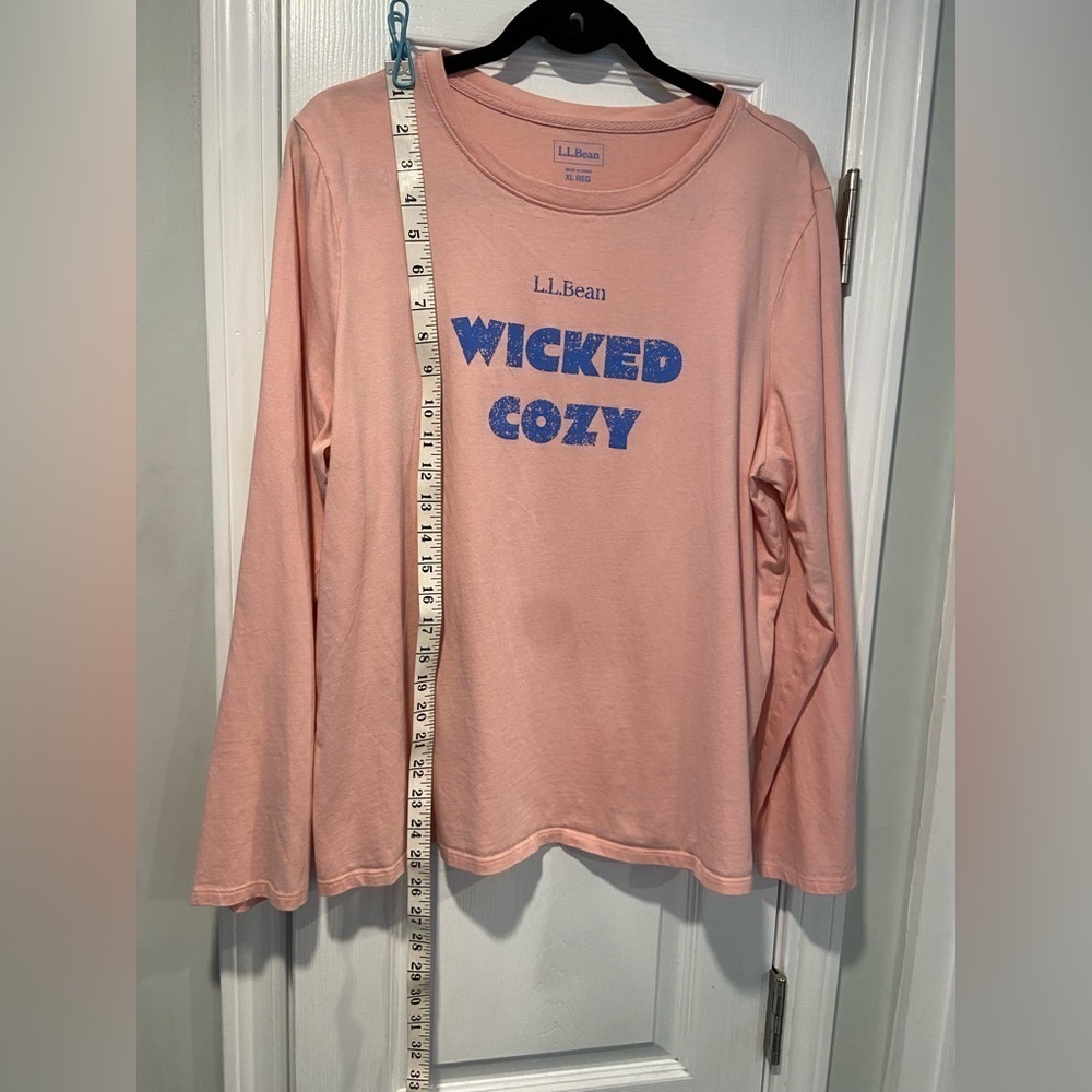 L.L. Bean Size XL Long Sleeve Crew Neck Tee Short Wicked Cozy Graphic Print - Picture 5 of 10
